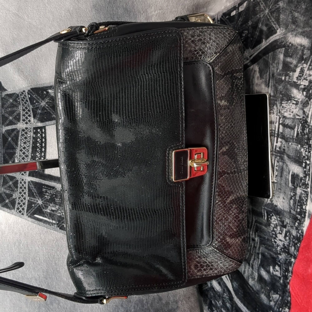 Cole Haan Black leather with snakeskin trim